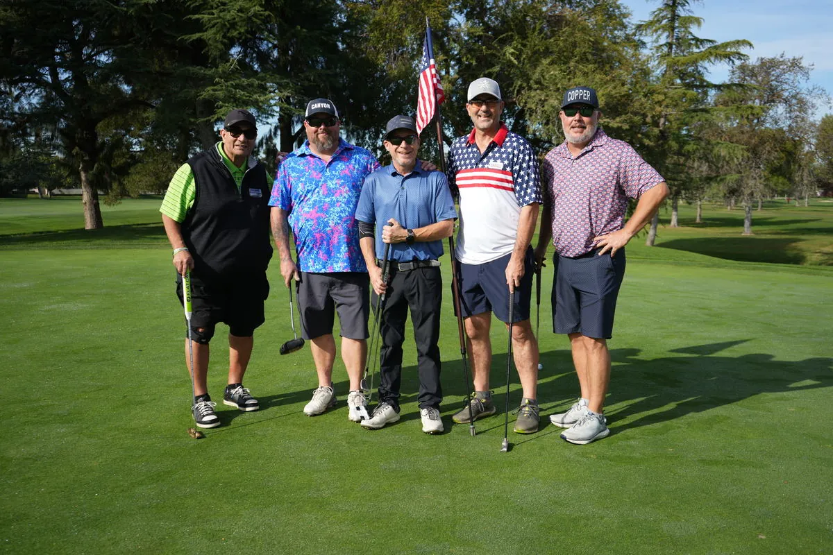 Veterans and active-duty participants gathered on the course at the 2025 Operation Fairway Finder outing